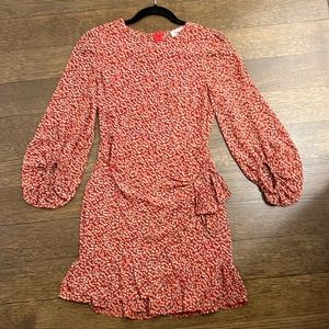 Princess Polly Red Long Sleeve Floral Dress Size 2